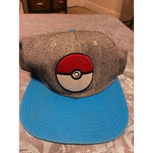 Pokémon Poké Ball Snapback Hat 2017 Gray Blue Adjustable Cap Nintendo